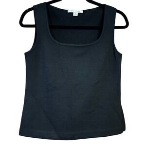 St. John Women's Square Neck Santana Knit Sleeveless Shell Top Black Size P